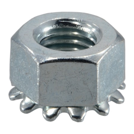 External Tooth Lock Washer Lock Nut, 5/16-24, Steel, Grade 2, Zinc Plated, 12 PK